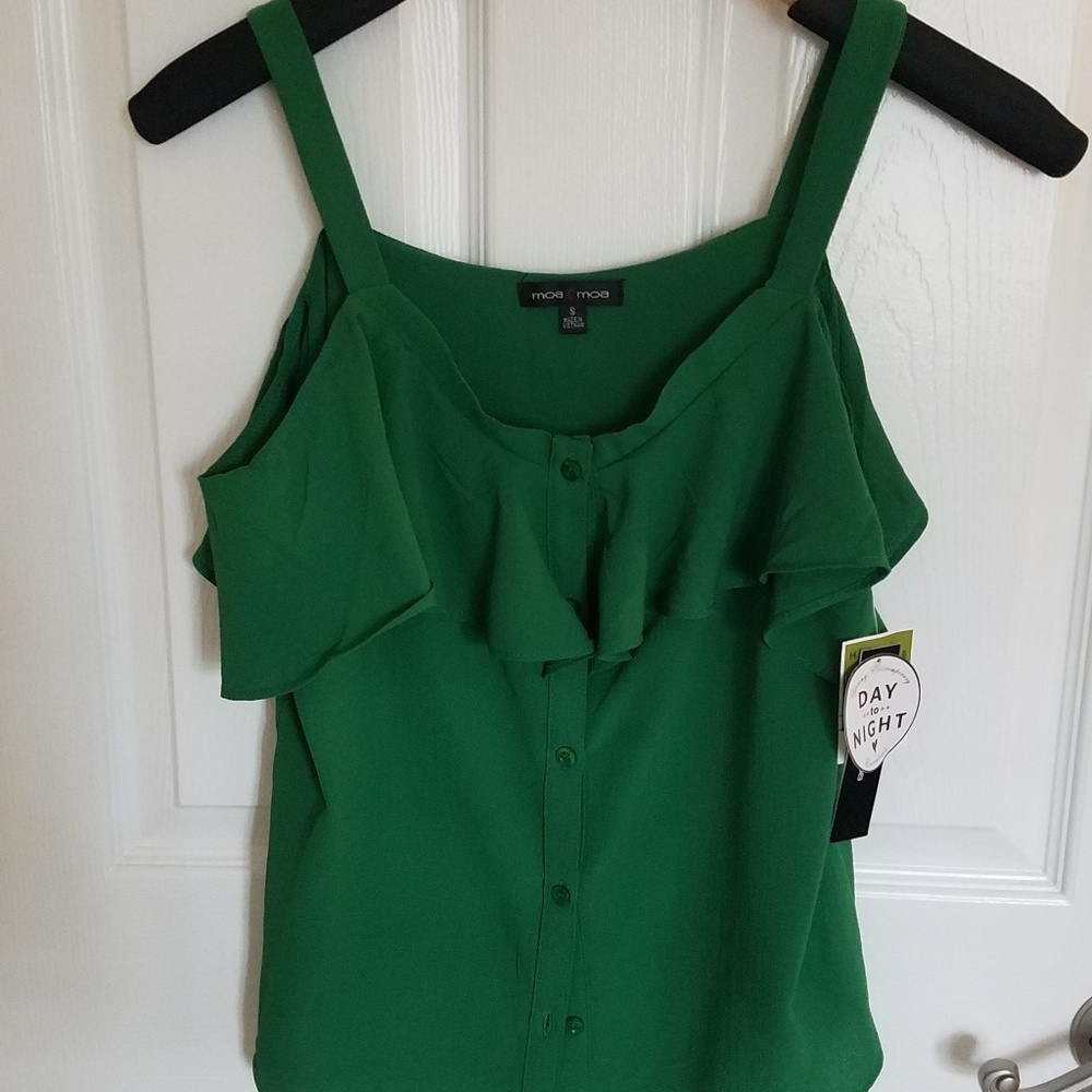 Green Cold- Shoulder Top